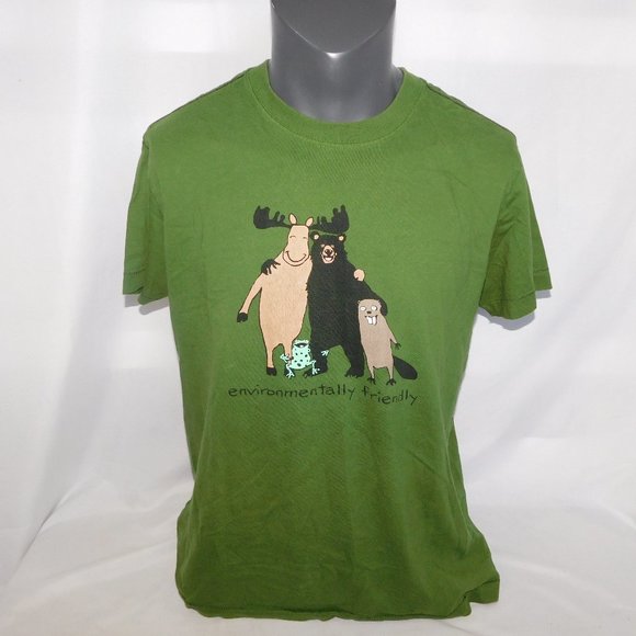 Hatley Other - Hatley Organics Mens L Green ENVIRONMENTALLY FRIENDLY Shirt Moose bear Beaver